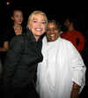 Sharon Stone presenting an award to Amma for her humanitarian activities at the Cinema Verite Festival held at the Cinema Bastille in Paris, on Oct 12