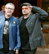 Damien Hirst and Bono eating lunch with friends at Da Silvano in Soho, New York, on Oct 23