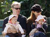 Marcia Cross and husband Tom Mahoney take twin daughters Eden and Savannah to a local park in Santa Monica, Los Angeles, onNov 10