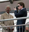 Morgan Freeman and Christian Bale at the shooting 'Batman: The Dark Knight' film, Hong Kong, on Nov 09
