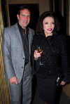 Percy Gibson and Joan Collins at Sake No Hana restaurant opening, St James's Street, London, on Nov 15