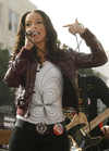 Alicia Keys performing at Writers Guild Of America Strike, Hollywood Boulevard, Los Angeles, on Nov 20