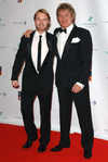 Ronan Keating and Rod Stewart at The Emeralds and Ivy Ball, Old Billingsgate Market, London, on Nov 30