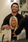 Tori Spelling having hair done, Beverley Hills.