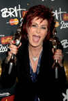 Sharon Osbourne with her awards at Brit Awards 2008 Presenters photocall at Marriott Hotel, London, on Dec 11
