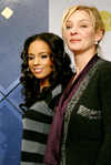 Alicia Keys and Uma Thurman at Nobel Peace Prize Concert press conference, Oslo, on Dec 11