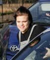 Jade Goody visits a vets surgery in Epping. Jade arrived driving a new Bentley.