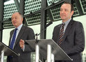 Mayor of London Ken Livingstone and Kevin Spacey, Artistic Director of the Old Vic during a press conference at City Hall 