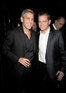 George Clooney and his guest Matt Damon, at his Harpers Bazaar Dinner, Restaurant L'Atelier de Joel Robuchon, London