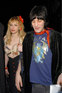 Noel Fielding and Courtney Love leaving the Groucho Club