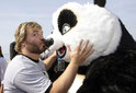Jack Black at kissing a panda at 'Kung Fu Panda' film photocall at the 61st Cannes Film Festival