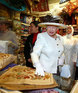 Queen Elizabeth II visiting the Silk Bazaar in Bursa, Turkey