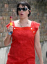 Sadie Frost sucking on an ice lolly in Primrose Hill, London