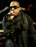 Jay-Z performing at Glastonbury