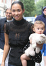 Myleene Klass and daughter Ava leaving the studios of Radio 1