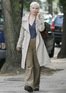 Annie Lennox who is recovering from a back operation, in London