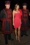 Elizabeth Hurley at Estee Lauder's Global Lighting Initiative for Breast Cancer Awareness at the Tower of London