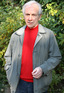 Andrew Sachs outside his home, responding to the answerphone messages left by Russell Brand and Jonathan Ross