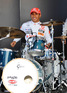 Lewis Hamilton playing the drums at Mercedes-Benz 'Stars and Cars' Open Day