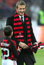 David Beckham is presented to the AC Milan crowd