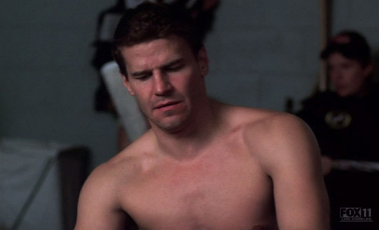 David Boreanaz bares his chest.