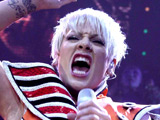 Pink surprises crowds at Trafalgar Square