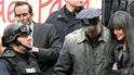 Angelina Jolie sporting a black wig on the set of her upcoming spy thriller 'Salt'
