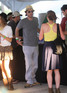 Zach Braff talks with a female friend at the bar Coachella Music Festival 2009, California