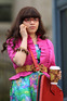 America Ferrera on the set of 'Ugly Betty' filming in Brooklyn, New York City