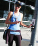 Paris Hilton makes her way home after going to the gym.