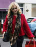 Fearne Cotton, dressed in red, arriving to film the last in the current series of 'Celebrity Juice', London