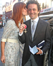 Michael Sheen leaving the Ivy restaurant with his girlfriend after receiving an OBE from the Queen of England