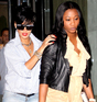 Rihanna heading out from her Manhattan hotel with a female friend, New York City