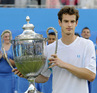 Andy Murray celebrates victory at Queens Club, London