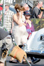 Jennifer Lopez showing off a prosthetic baby bump while on the set, LA.