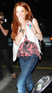 Lindsay Lohan arriving at Samantha Ronson's house after a night out