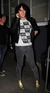 Noel Fielding talks on his phone as he as he leaves 'The Dead Weather' gig at the Boston Arms, London.