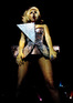 Lady GaGa on stage at a show at the Manchester Academy.