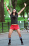 Russell Brand gets some exercise whilst filming his new film 'Get Him to the Greek'.