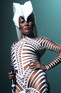 Grace Jones, in a typically extravagant outfit, plays a concert in New York.