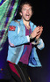 Chris Martin on stage as Coldplay play a concert in New Jersey.
