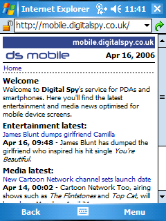 PDA main menu
